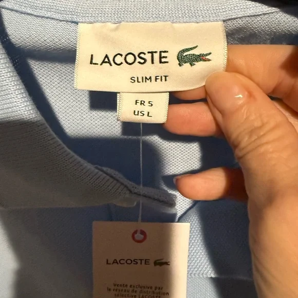 BRAND NEW Lacoste Men's Light Blue Polo Shirt Size Large Slim Fit NWT - Picture 10 of 13